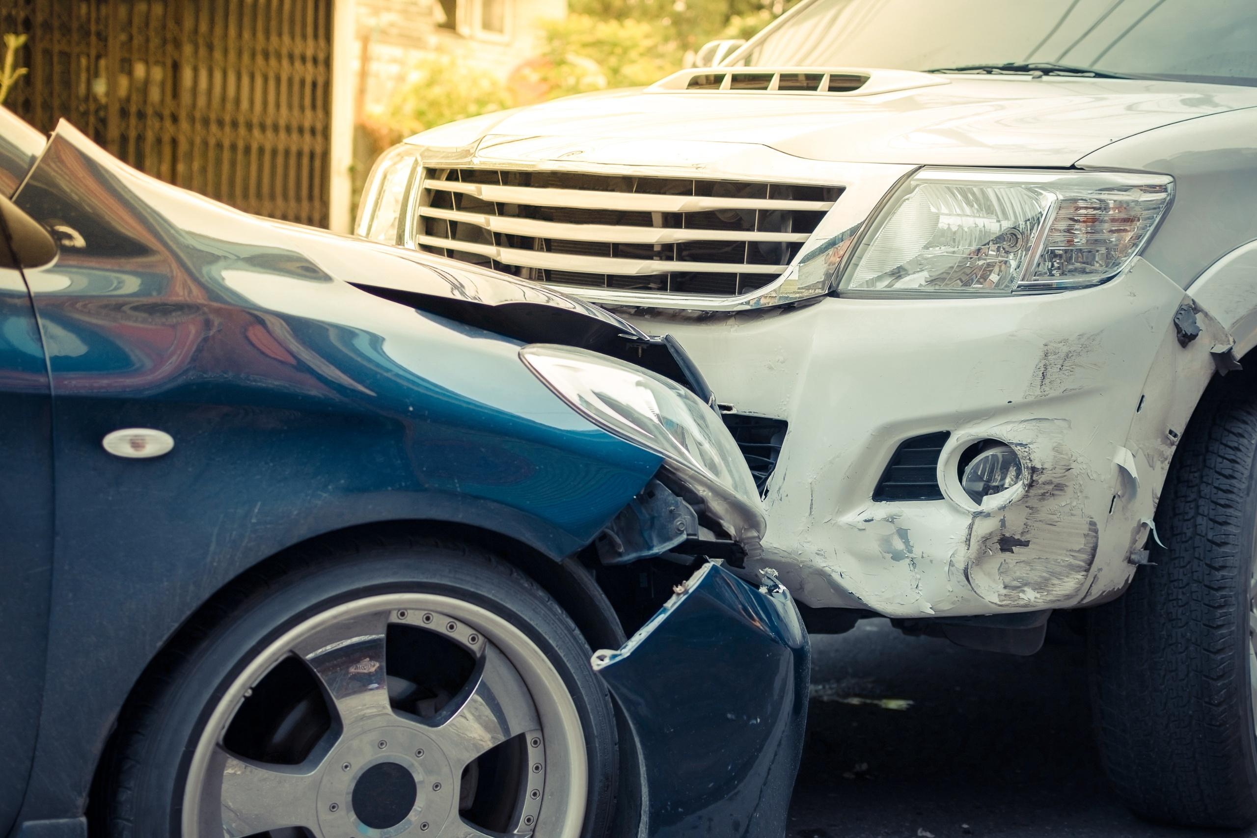 Car crash from car accident on the road